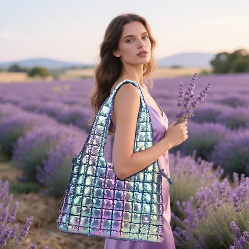 Puffer Travel bag-Gym bag+Tote Bag-Purple4