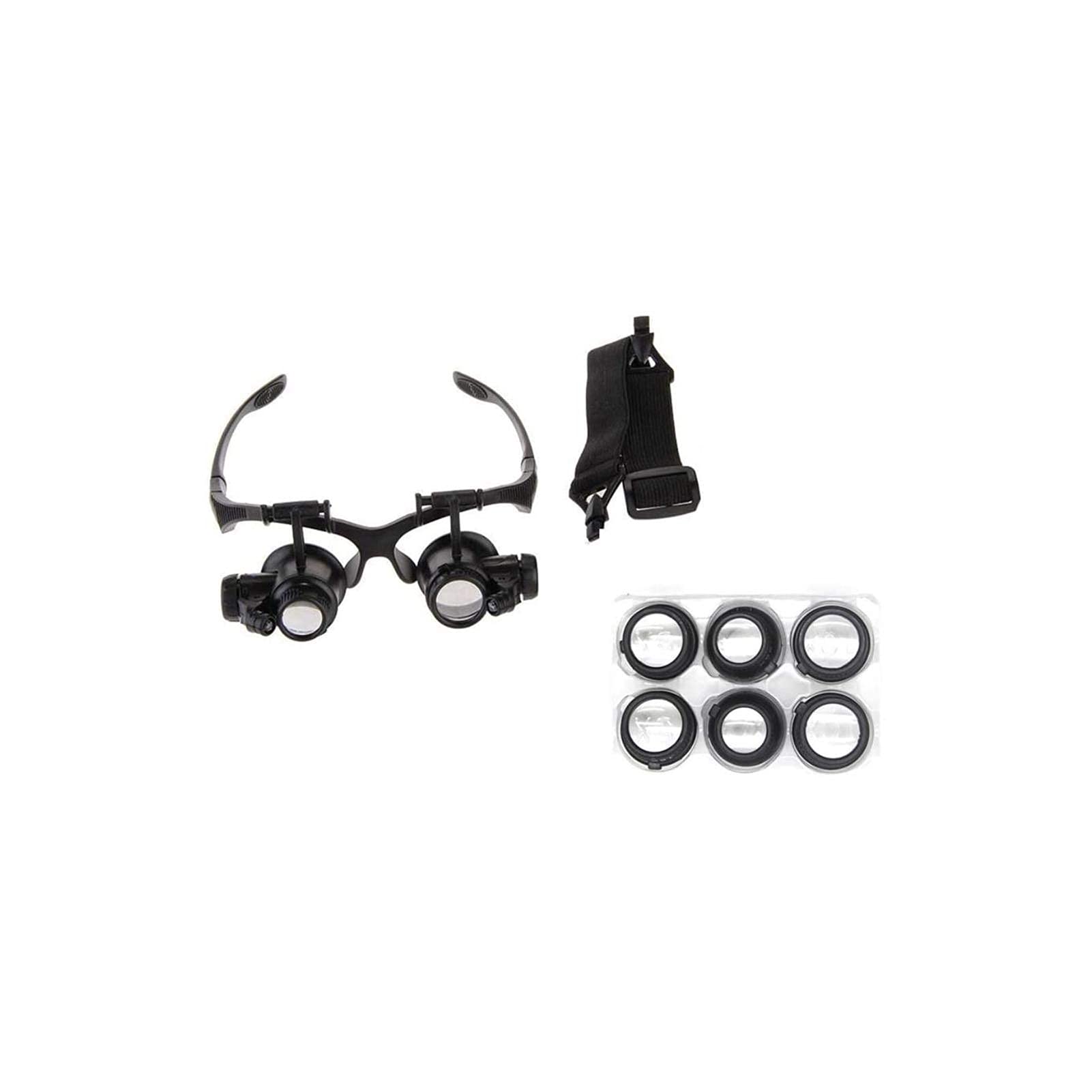 asdchZen Headband Magnifier,Head Mountlighted Magnifying Glasses,Headband Eyewear 10X 15X 20X 25X Watch Repair Watchmaker Magnifier Loupe Jeweler Magnifying Glasses Tool With Lamp Led