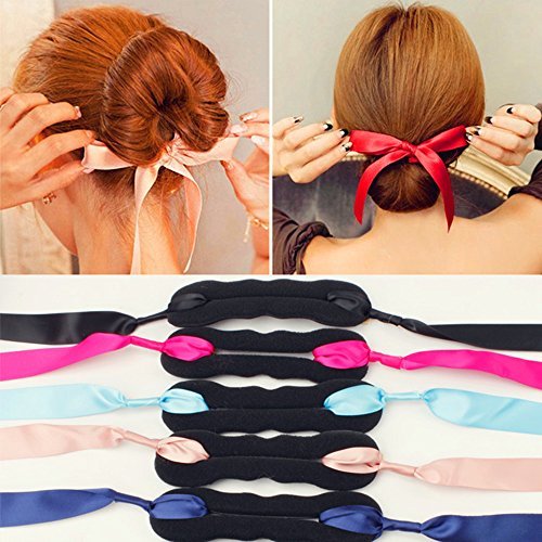 Elegant Ribbon Magic French Twist Bun Maker Clip Hook Holder Magic Roll Rings Donut Updo Chignon Former Pads Foam Sponge Hair Styler Curler Braid Ponytail Stick Hairstyle Styling Tool Accessories