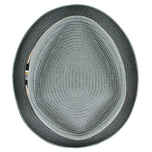 Image of Belfry Men /Women Summer Straw Pork Pie Trilby Fedora Hat in Blue, Tan, Black