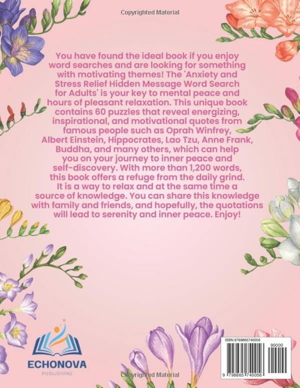 Anxiety and Stress Relief Hidden Message Word Search for Adults: Uncover 1200+ Words, 60 Uplifting Hidden Quotes in Large Print - for Adults, Teens, ... Moments of Mindfulness and Inspiration - Image 2