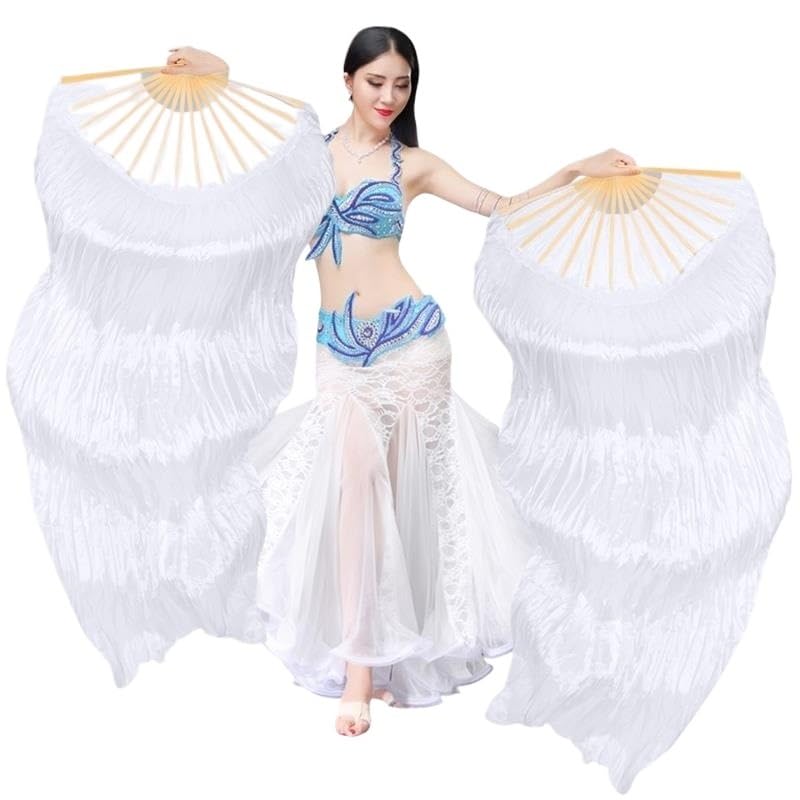 Éventail de danse en soie véritable voiles légers et fluides pour danseuse lot de 2