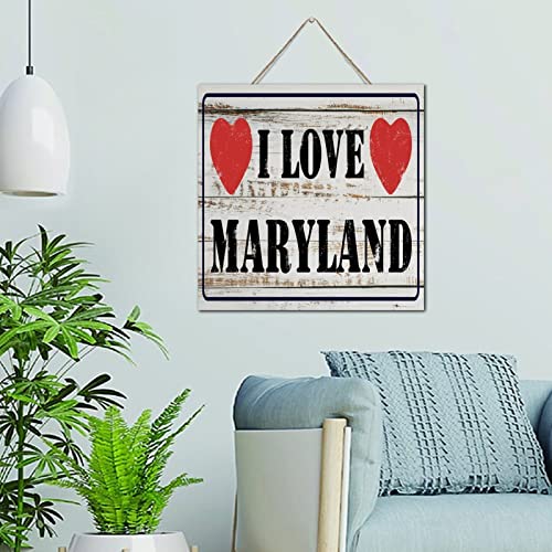 Panneau bois I Love Maryland déco murale rustique maison