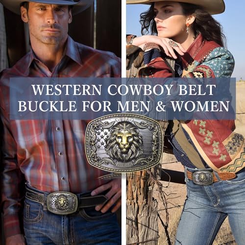Image of Western Cowboy Belt Buckles Men - Western Belt Buckle Vintage Country Belt Buckle for Men Women Cowgirl Cowboy Gifts