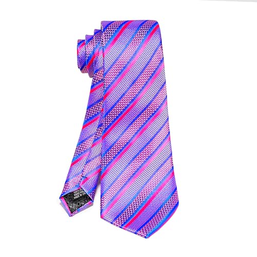 Image of 5PCS Mens Silk Tie, Pocket Square, Cufflinks, Drilled Tie Ring and Lapel Pin Set for Wedding Groom Party