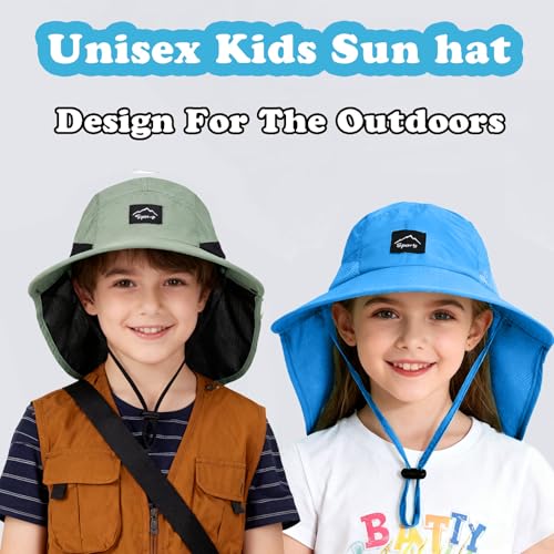 Image of ZOORON Kids Sun Hat with Neck Flap UPF 50+ Beach Hats for Baby Boys Girls