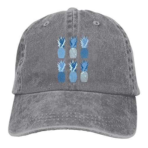 wishesport Pineapple Cowboy Hat Baseball Cap Adjustable Unisex Retro Dad Hat Gray