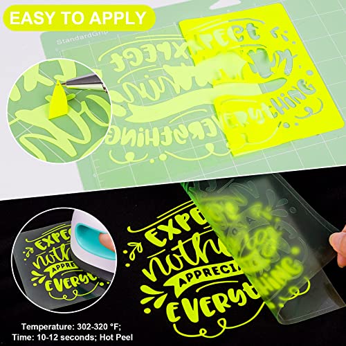 Image of VINYL FROG Neon Yellow Heat Transfer Vinyl Roll 12 inch x5ft Matte HTV Vinyl | Neon Yellow Iron on Vinyl for T-Shirts, Stretchy & Machine Washable Heat Press Vinyl for DIY Craft Designs
