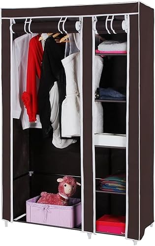 Knocbel Organizador de armario independiente, armario de 5 capas, portátil, para ropa, a prueba de polvo, con estantes de almacenamiento, barra para