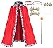 King Costume for Kids Robe Crown Scepter Set Boys Royal Prince Cape Dress Up Cosplay Red
