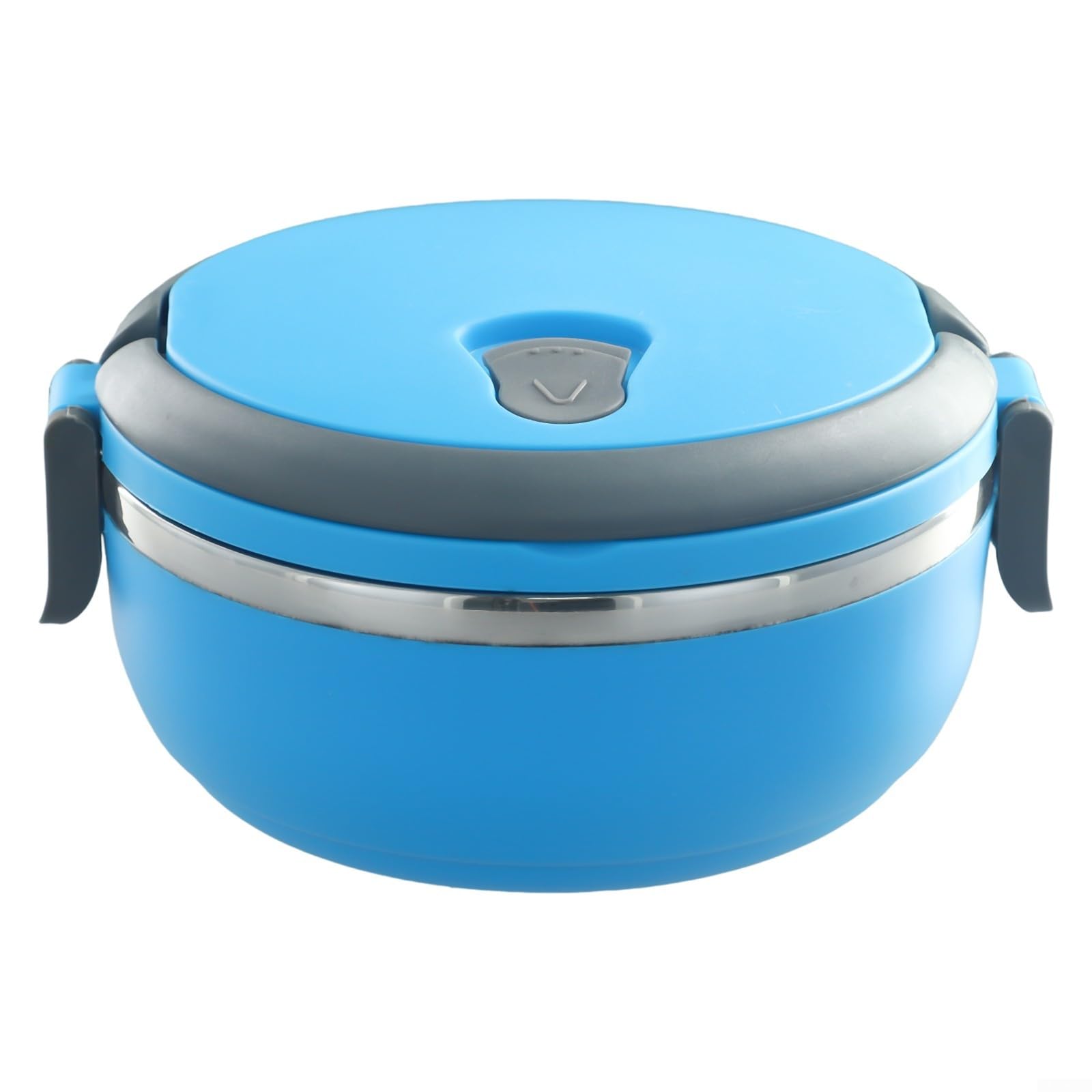 Stainless Steel Round Insulated Lunch Box, 700ml Thermal Food Container with PP Outer and 304 Stainless Steel Interior for Office and Travel(Blue)