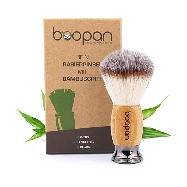 boopan® Premium Rasierpinsel vegan mit Bambus-Holz für Herren und Damen - weich wie Dachshaar - shaving brush