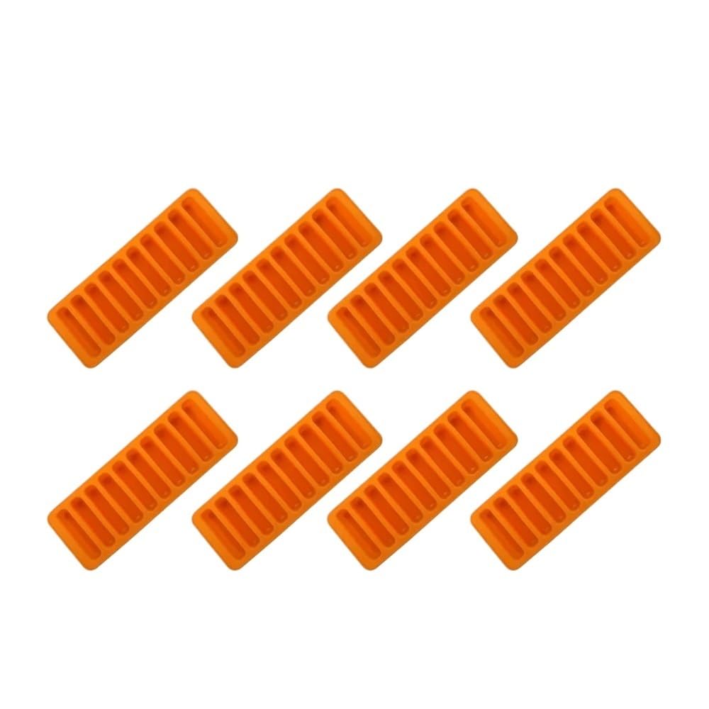 Schmale Eiswürfelform, 10 Mulden, langer Streifen, einfach herausdrücken, Orange - 8 Stück
