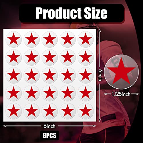 Image of Leinuosen Helmet Stickers Football Baseball Helmet Decals 1-1 /8 Inch Vinyl Sports Football Decals Self Adhesive Hockey Stickers for Hockey, Lacrosse, Batting(Clear Print Red,Star)