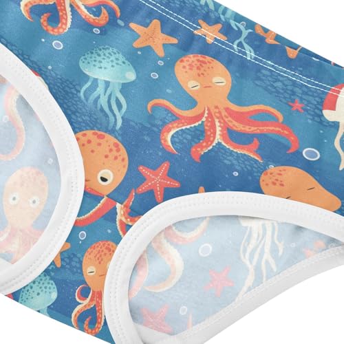 Wusikd Octopus Jellyfish Girls' Underwear Cotton Starfish Girls Briefs Soft Toddler Underwear 2T4