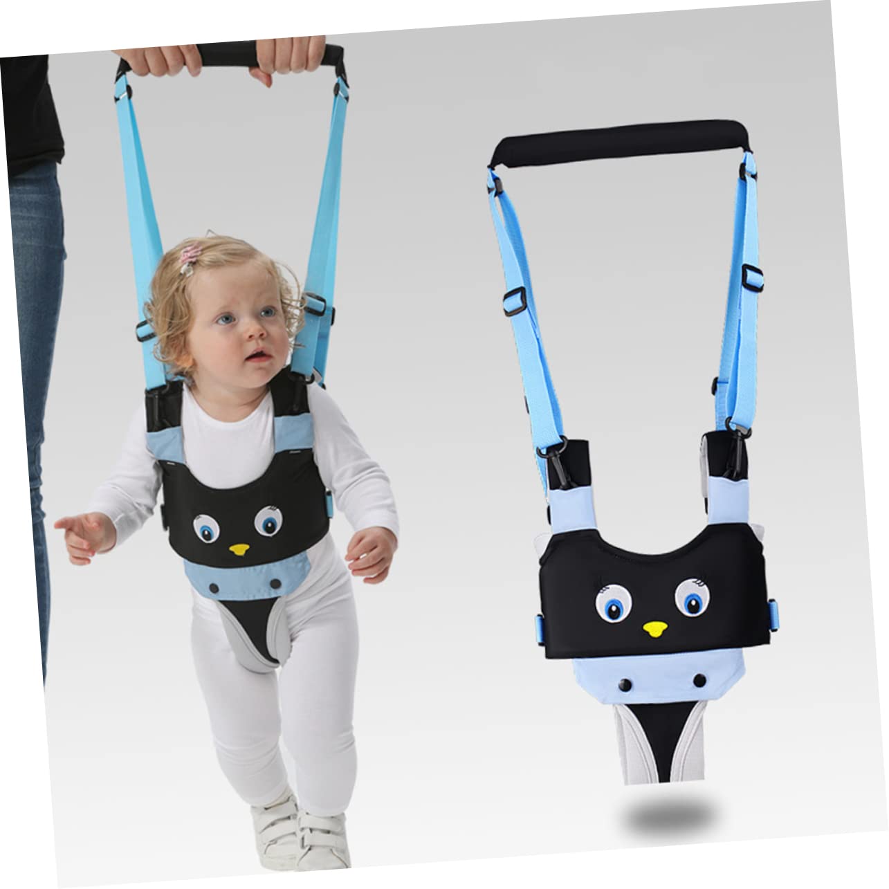 Breathable Walking Strap Waist Protection Harness for Learning to Walk Blue Black Penguin Comfortable Skin Friendly Design for Boys