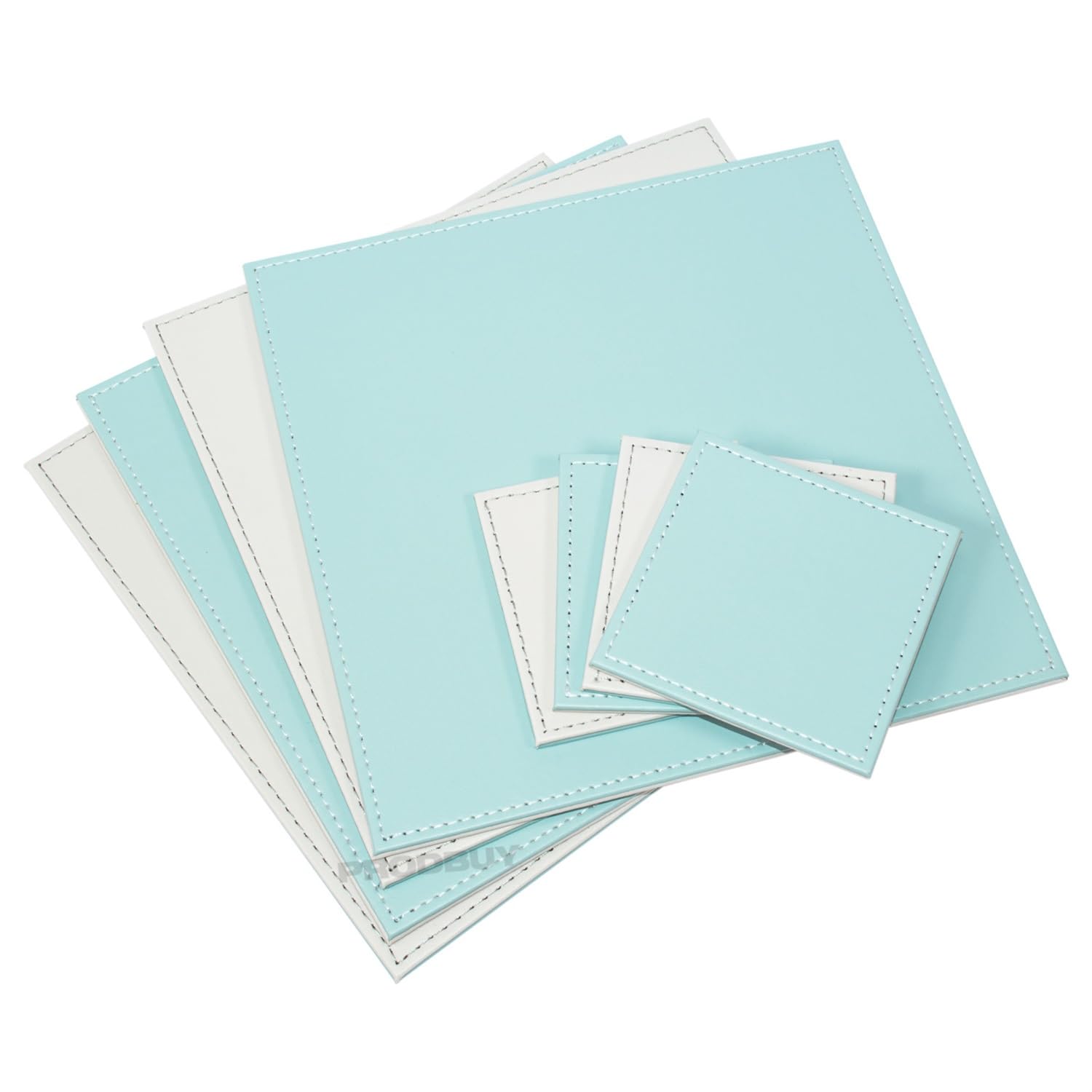Darthome Blue Set Of 4 Reversible Duck Egg & Stone Faux Leather Placemats & Coasters