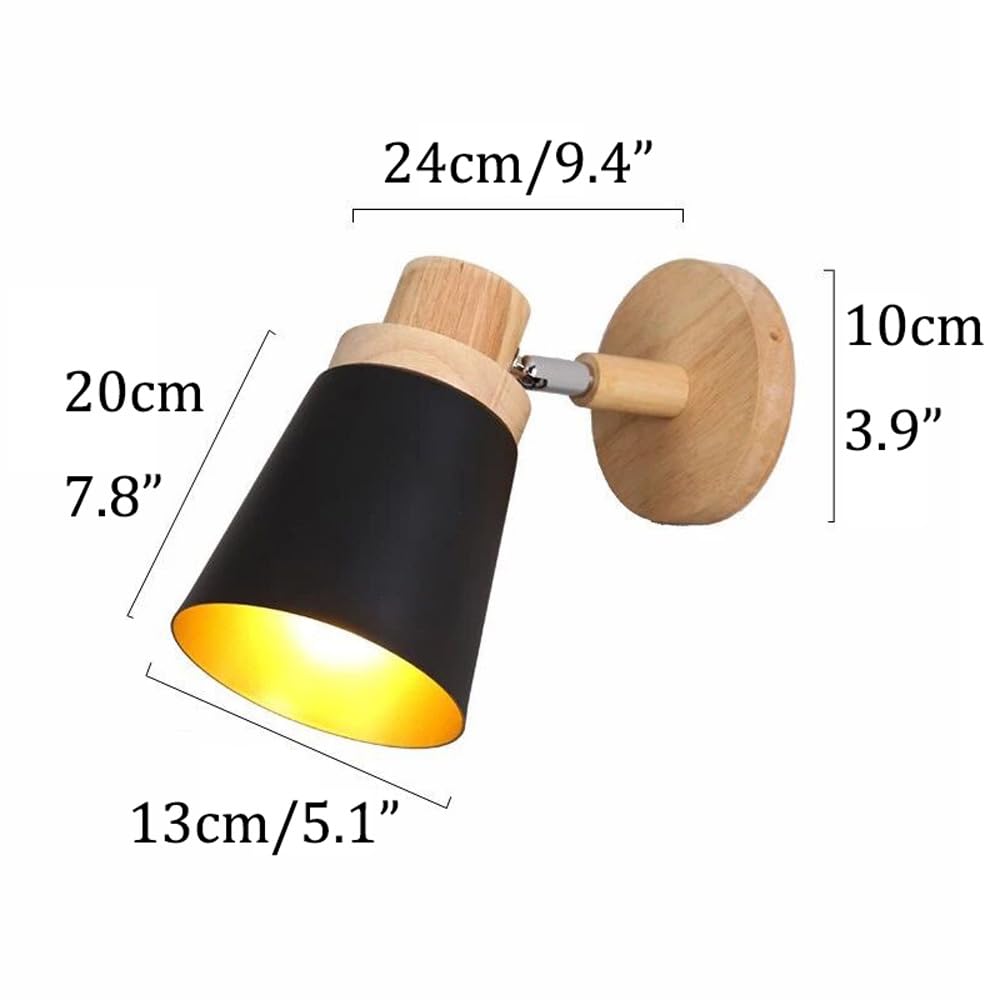 Lampada da Parete Moderna a Batteria con Telecomando in Legno, Stile Industriale, Senza Fili, Ricaricabile Tramite USB, Ideale per Comodino o testiera del Letto, Colore Grigio.