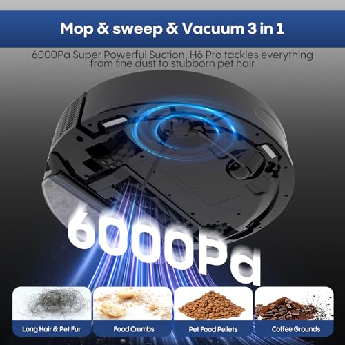Robot Vacuum and Mop with Mapping: 6000Pa Self Emptying Robotic Vacuum with LIDAR Navigation,3-in-1 Robot Vacuum for 90 Days Hands-Free Cleaning, Alexa/APP Control Ideal for Pet Hair Hard Floor Carpet by Bagotte - Used condition - Image 4