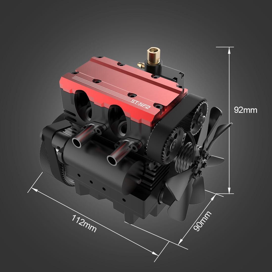 Aetheria SEMTO ST-NF2 DIY Mini Metal Engine, L2 Inline 2-Cylinder DIY Assembly Engine with Starter Kit