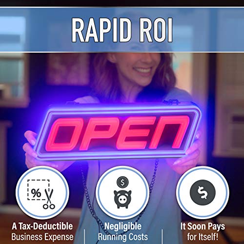 Gli Super-Bright Led Open Sign – Stand Out In Daylight Too With This Ultra Bright Smd Led Sign In Electric Blue & Red – 15 X 5 Inch Fits Any Window – Includes Fixings #TOP5