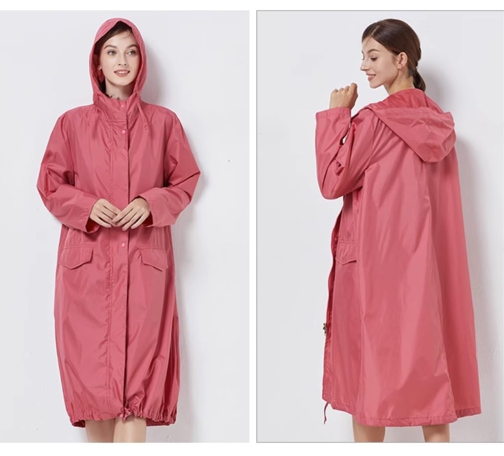 Poncho Antipioggia Giacca A Vento Sottile E Sciolta, Impermeabile in Tinta Unita, da Viaggio per Adulti, Maschio E Femmina Mantella Antipioggia(Pink,XXL)