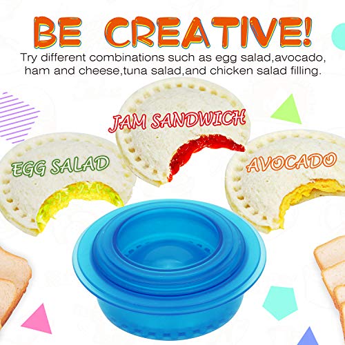 Hiyz Sandwich Cutter And Sealer - 5 Pcs Decruster Sandwich Maker For Uncrustables - Peanut Butter And Jelly Crustless Sandwich Press Crimper Cookie Cutter Gift For Kids Children Boys Girls(Blue) #TOP1
