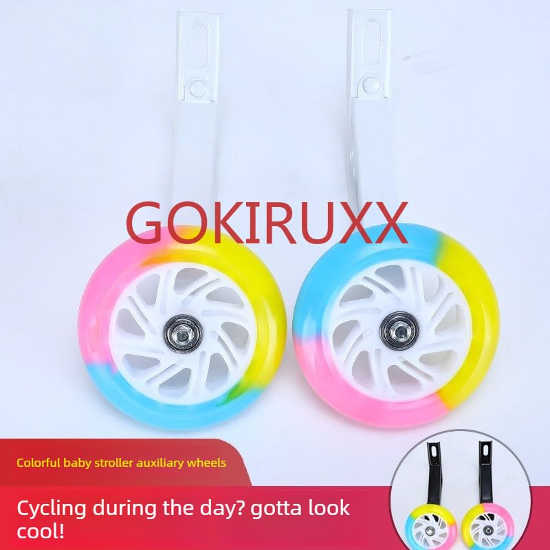 1 par de ruedas de entrenamiento para bicicletas infantiles de 12, 14, 16, 18 y 20 pulgadas, con timbre y decoraciones, estabilizadores universales para bicicletas, ruedas auxiliares para niños y niñas (verde, 12 pulgadas) miniatura 2