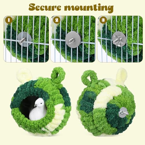 Image of GANAZONO Cozy Winter Bird Nest for Parakeets Plush Velvet Snuggle Hut with Secure Mounting for Birdcage Ideal Parrot Bed for Winter Warmth