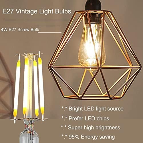 Auting E27 Vintage Bulbs, LED Edison E27 Screw Bulb, 4W LED Light Bulbs Equivalent 40W Halogen Bulb , Antique Style Retro LED Light Bulbs for Pendant Light, ST64, 2500K, Pack of 3