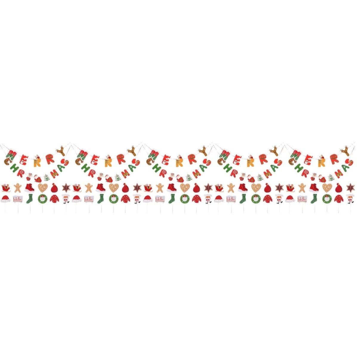 Toyvian 5 Juegos Banner Navideño de Papel para Fiestas Merry Christmas