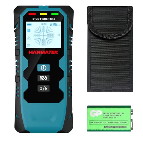 HANMATEK Detector de Vigas y Metales 5 en 1 con Sensor Inteligente, Escáner de Pantalla LCD HD y Alarma Sonora - Escáner de Pared para Metales, Cables CA, Madera y Tuberías - SF4