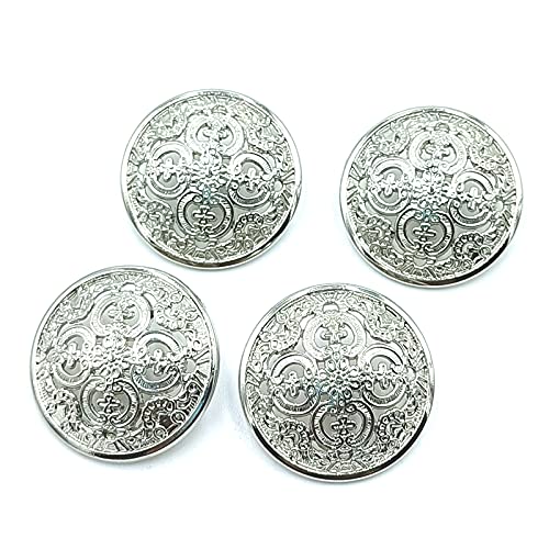 24Pcs Buttons Antique Silver Color Round Shape Flower Pattern Metal Buttons For Blazers, Suits, Jackets Diy Crafts Sewing Decorations Accessory Supplies 25Mm #TOP3