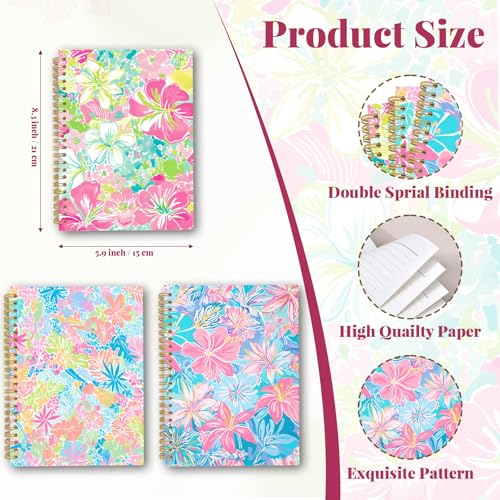 Image of Ialtsidws Watercolor Floral Spiral Journal Notebook Set, 3 Pcs Colorful Flower Spiral Bound Notebooks, Cute Journals for Kids, Notepad (8.2 * 6.2 inch) for School Student Daily Note Taking