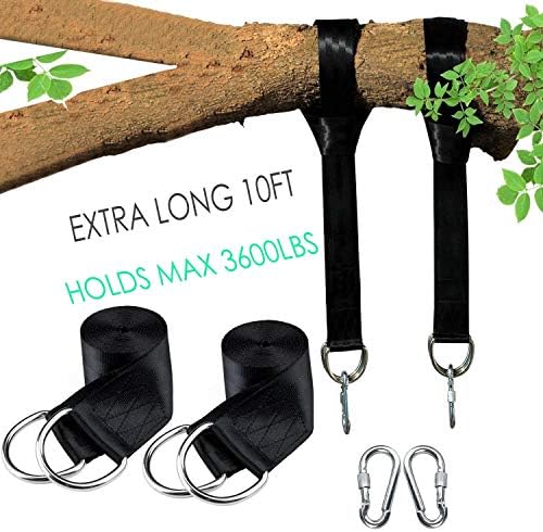 Tree Swing Hanging Kit  - 10ft Tree Swing Straps 2 Holds 3600lbs, Tree No Harm, Perfect For Hammocks, Tree Swing Sets, Disk Swings And Better Than Swing Ropes For Best Tree Swing