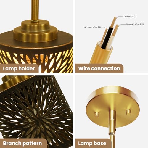 ALUCSET Bronze Gold Pendant Lights Kitchen Island, 2 Pack with Plug in Cord - image 4