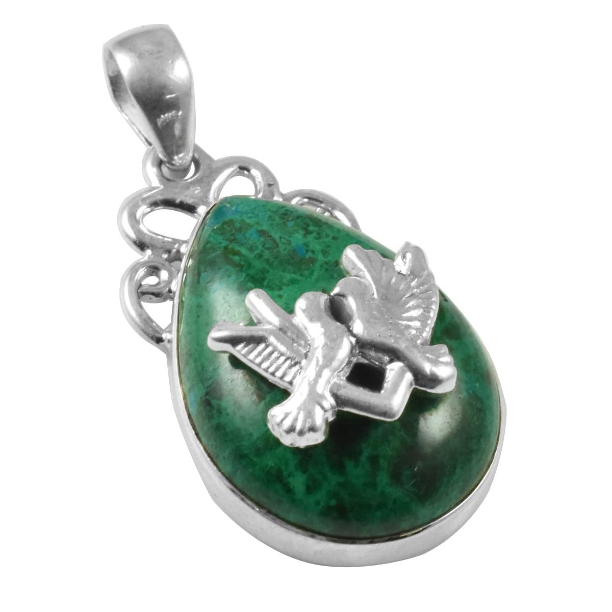 Silver Palace Natural Shattuckite Gemstone 925 Sterling Silver Handmade Pendant For Women & Girls, Gemstone Metal, shattuckite