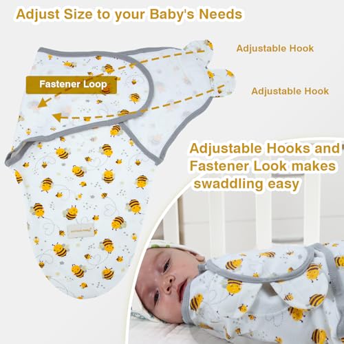 Image of Miracle Baby Swaddle Sack, 3-Pack 100% Cotton Sleep Swaddles Wrap Blankets for Newborns & Infants, Soft & Adjustable