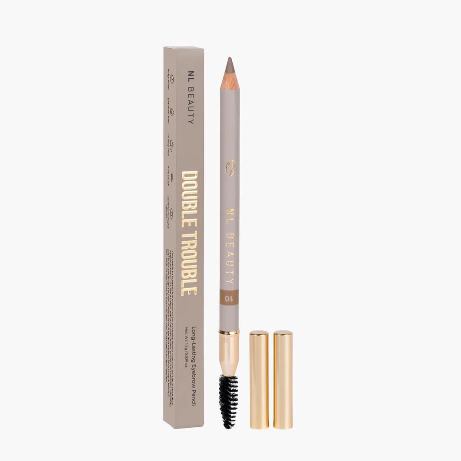 Eyebrow Pencil DOUBLE TROUBLE 10 BLONDE – Long-lasting Eyebrow Pencil with Mini Brush Accessory – 1 x 1.1 g Eyebrow Pencil DOUBLE TROUBLE 10 BLONDE – Long-lasting Eyebrow Pencil with Mini Brush Accessory – 1 x 1.1 g