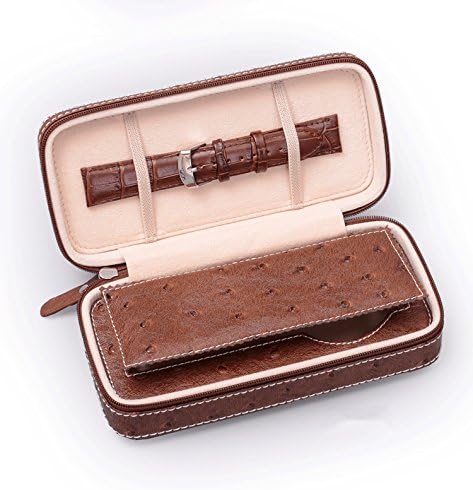 RAKUKAIMONO Leather Watch Case for Women Travel Watch Boxes Brown 1 slot