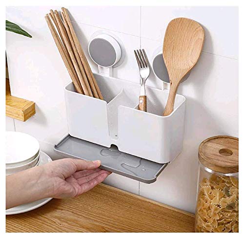 Estante de cocina, soporte de esponja, cesta de vajilla para colgar con 2 ventosas para esponja, cepillo, raspador de ollas, palillos