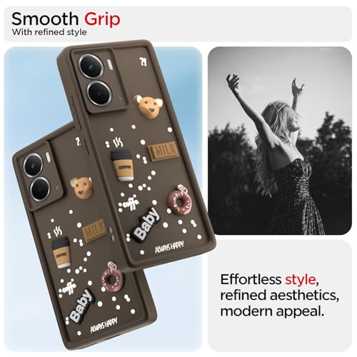 Image of Pikkme Back Cover for Realme P3 5G | Cute Fun Cartoon 3D Bear Silicone Full Body Protection Bumper Case (Brown)