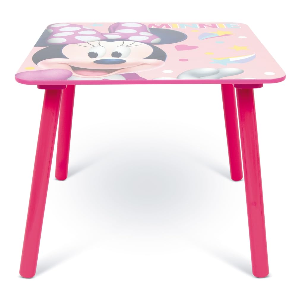 CARTOON Set Tavolo e 2 Sedie Bambini Minnie Disney in Legno Tavolino Cameretta con Sedie 445x50x50 cm Arredo per Disegno Gioco e Merenda Mobilietta Bambina Età 3+