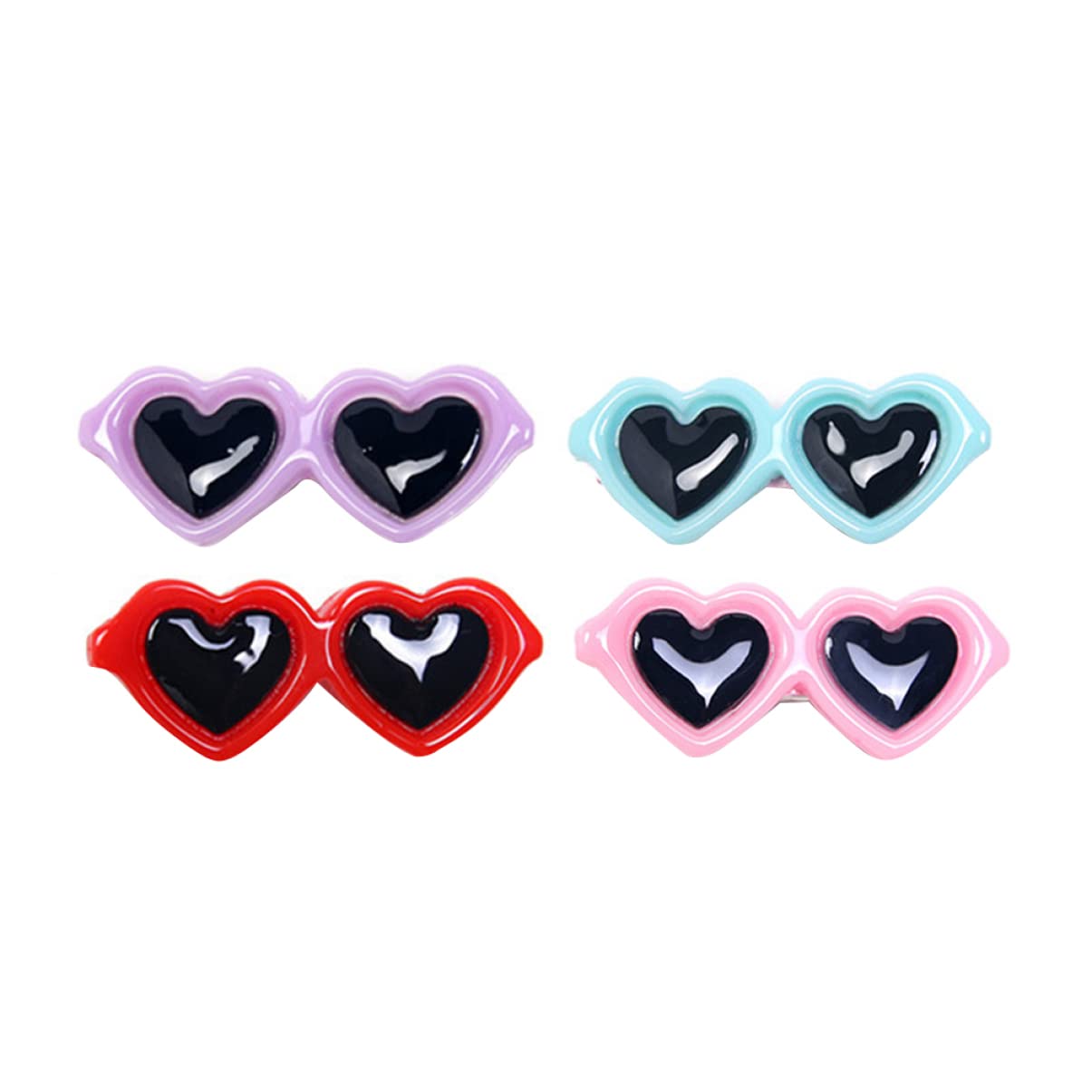 PEPLAYTAL 20Pcs Heart Shaped Eyewear Hair Clips Adorable Pet Eyeglasses Hair Accessories for Dogs Puppies for Parties Photos Daily Wear Mixed Colors