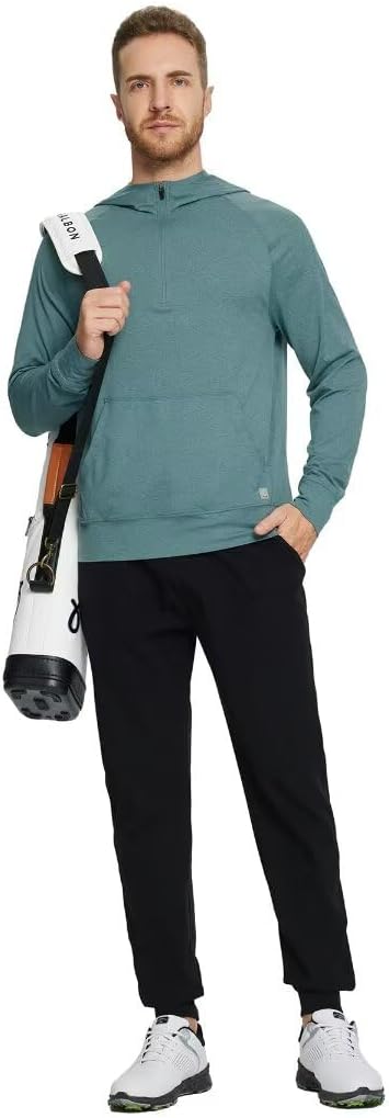 M MAELREG Hoodies For Men Long Sleeve Kangaroo Pocket Lightweight Heather Golf Quarter Zip Mens Sweatshirts Hoodies Pullover - Image 3