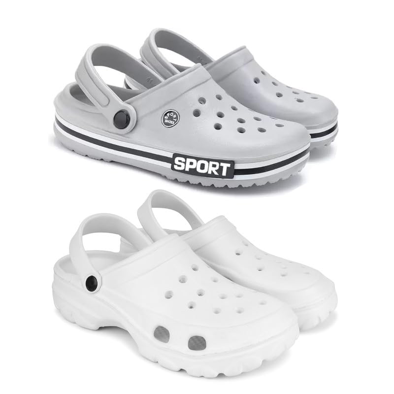 WINGSCRAFT-Lightweight Classic Clogs | Sandals |Slider Adjustable Back Strap for Men-Combo(2)-3016-3122-9 White (B0D33RC6HF) Amazon Price History, Amazon Price Tracker