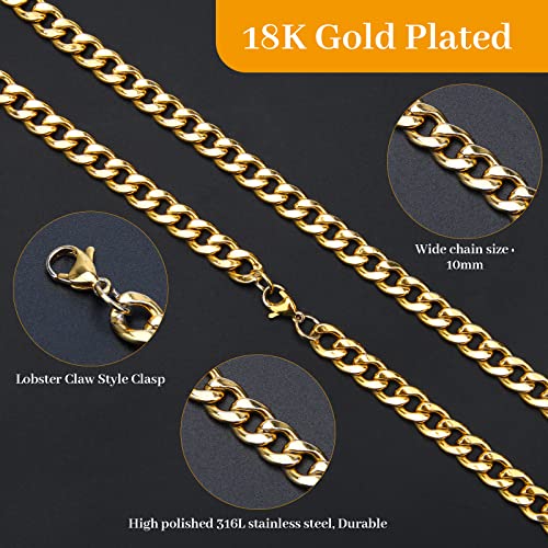 AHIER Gold Chain Necklace, 20"/24" Gold Necklace, Necklace for Men, Ultra Luxury Look& Feel Real Solid 14k Gold plated Curb Fake Chain Necklace Halloween4
