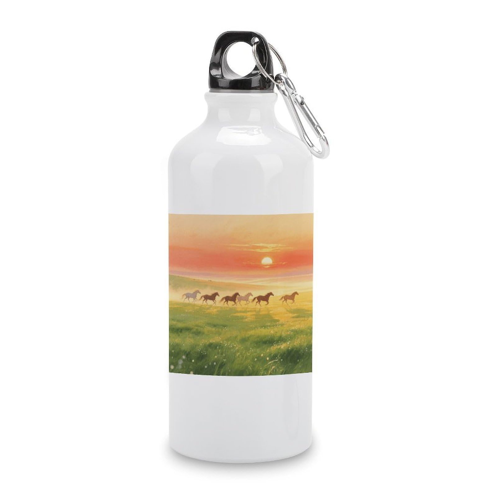Fekiloot Style Grassland At Dawn Aluminum Water Bottle Travel Tumbler Reusable Lightweight Outdoor Sports Water Bottles For Gym Sports Camping Hiking Fishing600ml