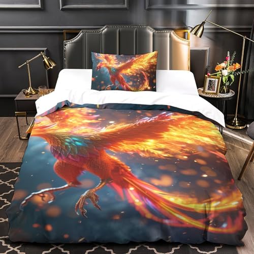 Housses de couettes ptérosaure de feu 3D microfibre lit single