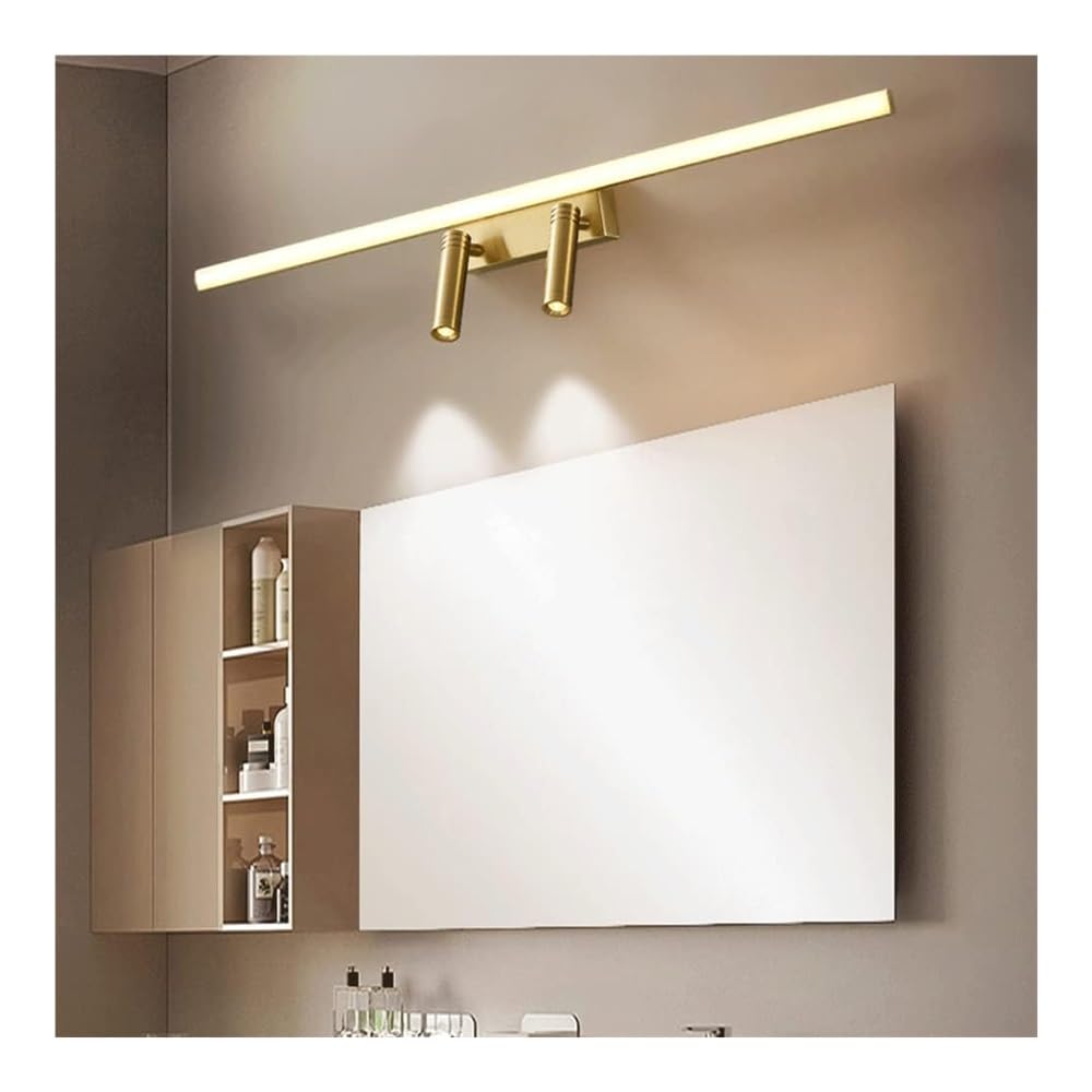 Regulowana lampa ścienna mosiężna lampa toaletkowa - długa lampa ścienna LED do łazienki, oprawa oświetleniowa punktowa, miedziane lustro łazienkowe, przednie oświetlenie do przymierzalni makijażu